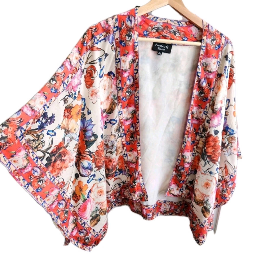 Anthropologie Feathers By Tolani Raccia Floral Kimono One Size
